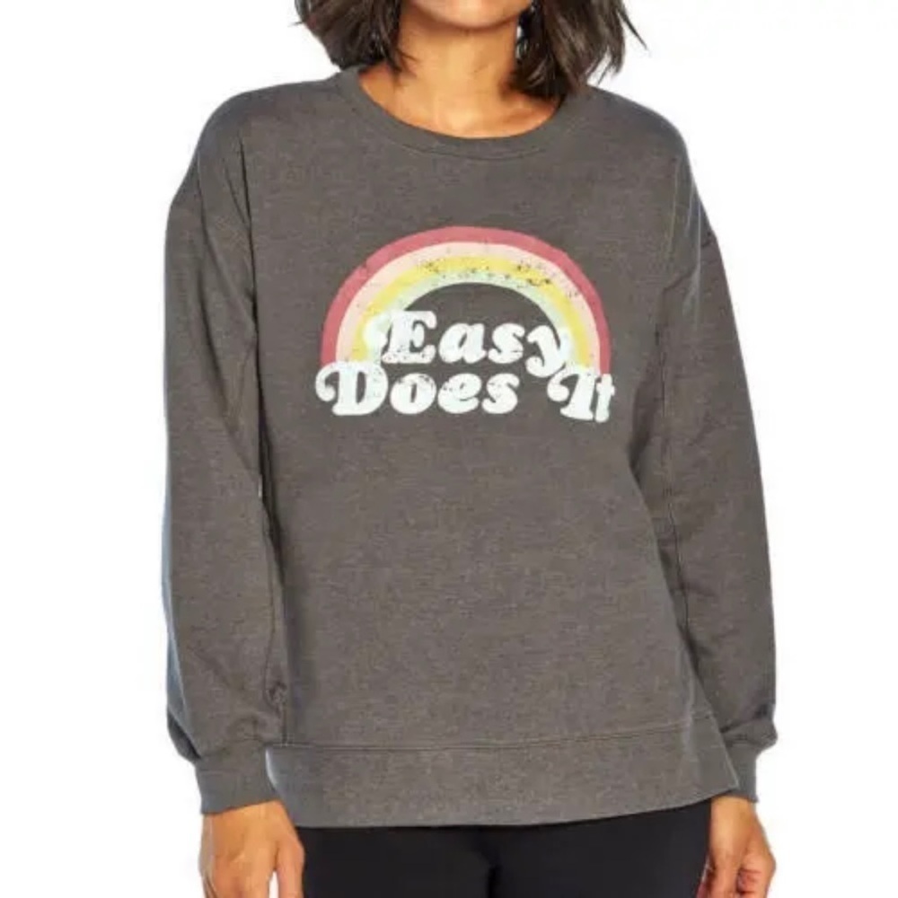 Wildfox Womens Easy Does It Graphic Sweatshirt Size Small Gray Relaxed Fit